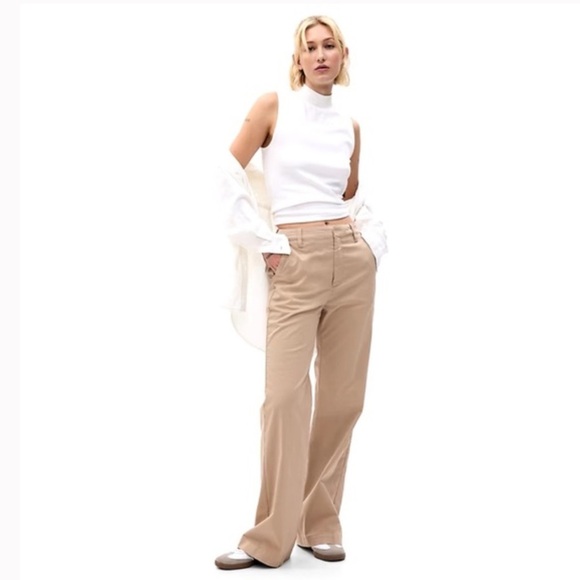 GAP Light Brown Curvy Fit Flare Leg Dress Pants Long Length - Picture 1 of 6